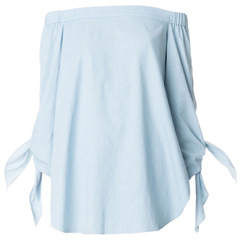 Tibi Off Shoulder Tunic Light Blue sz 2